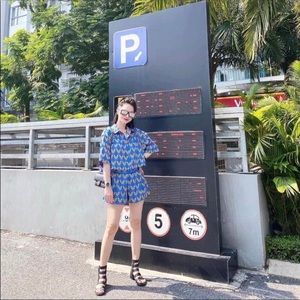 NWOT Blue Parrot Print Set